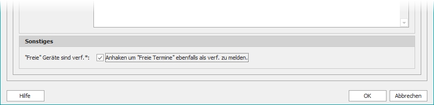 Einstellungen mit Auswahl "Freie Geräte sind verfügbar"