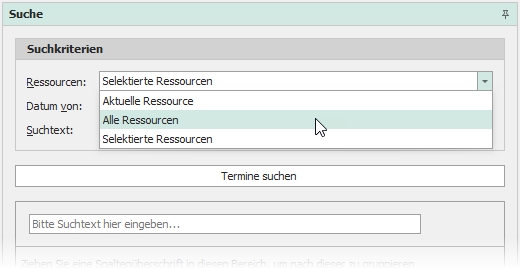 Auswahlfeld "Ressourcen"