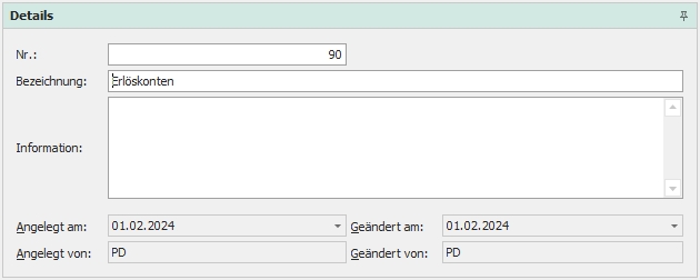 Detail "Sachkontenfilter"