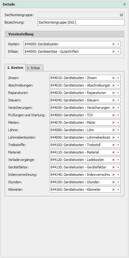 Detail "Sachkontengruppen"