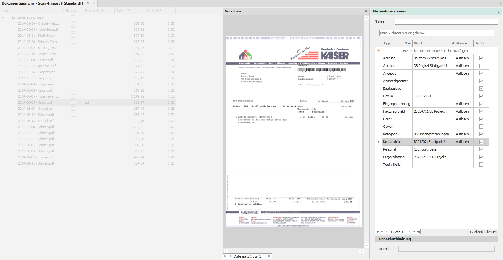 Hauptfenster "Scan-Import"&nbsp;