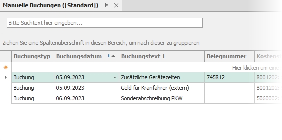 Editor mit Schnellerfassungzeile