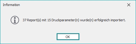 Dialog "Standardreports importieren"