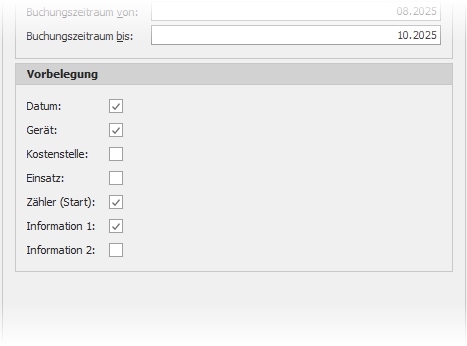 Dockingfenster "Optionen" mit Gruppe "Vorbelegung" Dockingfenster "Optionen" mit Gruppe "Vorbelegung"