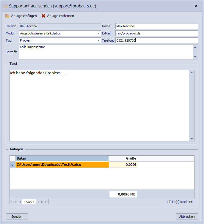 SupportanfrageDialog