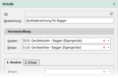 Sachkontengruppe mit eigenen Shortcuts