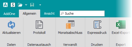 Multifunktionsleiste "Allgemein" Multifunktionsleiste "Allgemein"