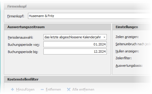 Analyse "Vorjahreswerte" mit Gruppe "Auswertungszeitraum"