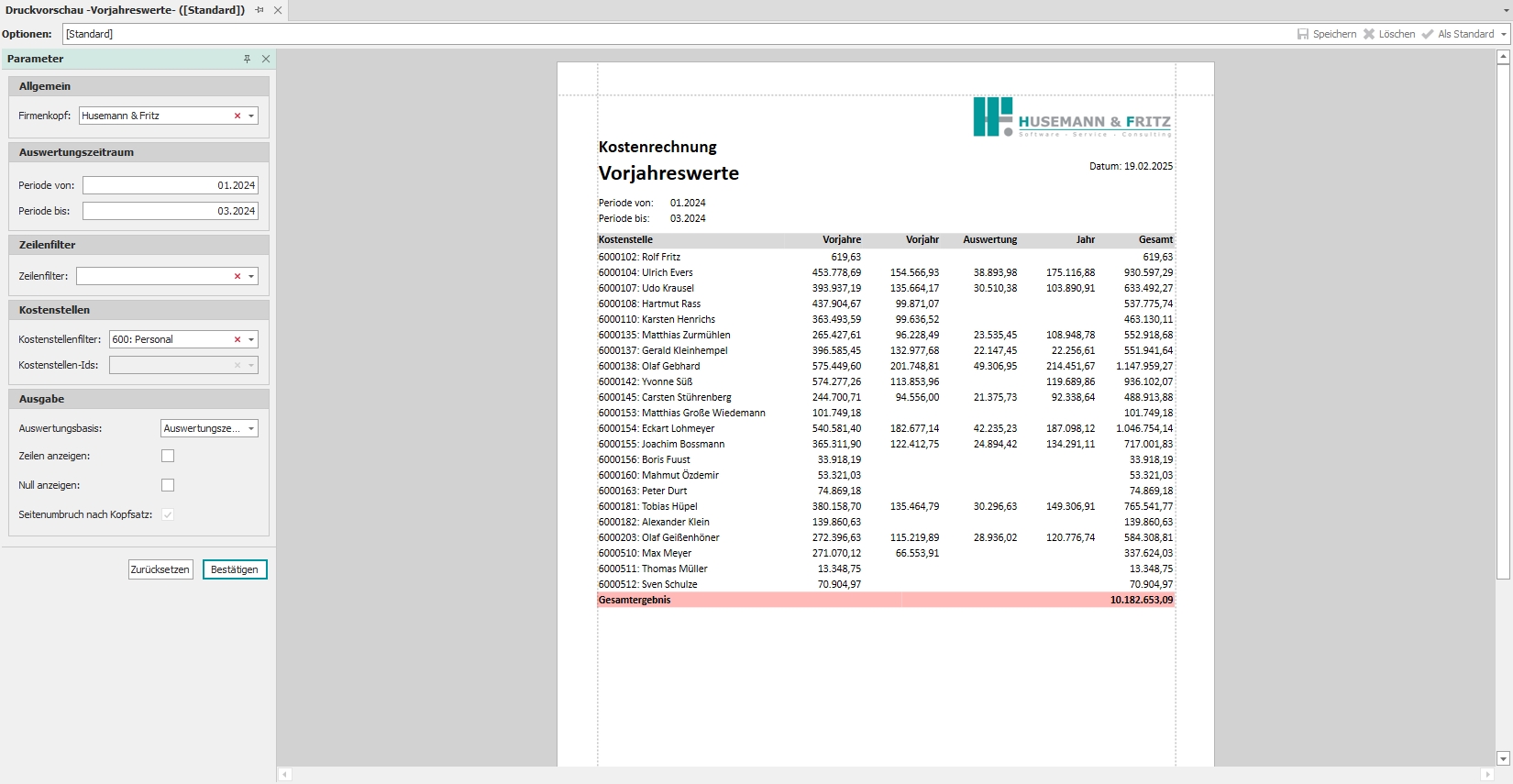Standardreport "Vorjahreswerten" ohne Buchungszeilen Standardreport "Vorjahreswerten" ohne Buchungszeilen