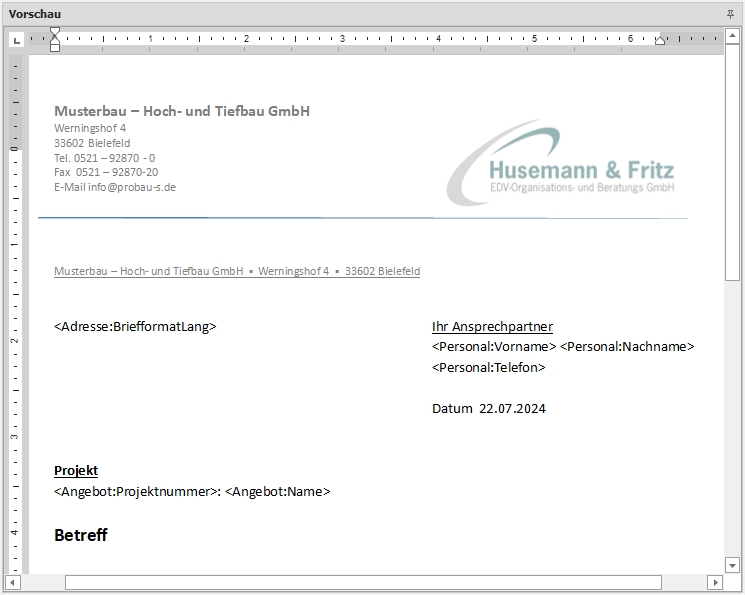Dockingfenster "Vorschau"