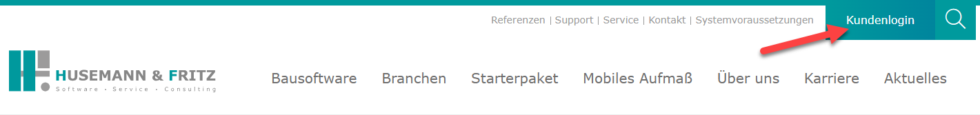 Position des Kundenlogins Position des Kundenlogins