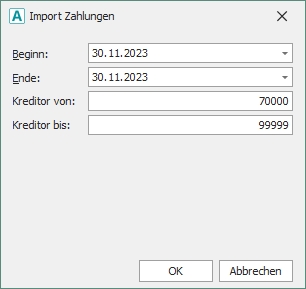 Dialog "Zahlungen importieren"