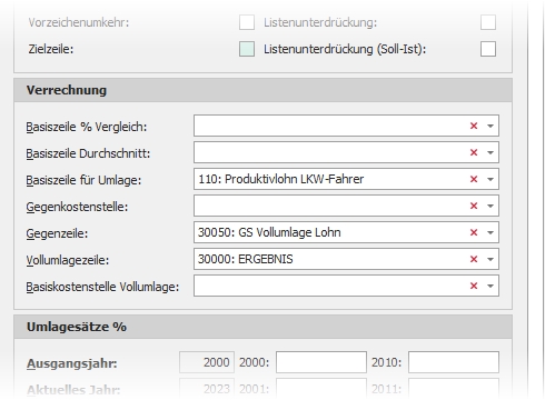 Gruppe "Verrechnung"