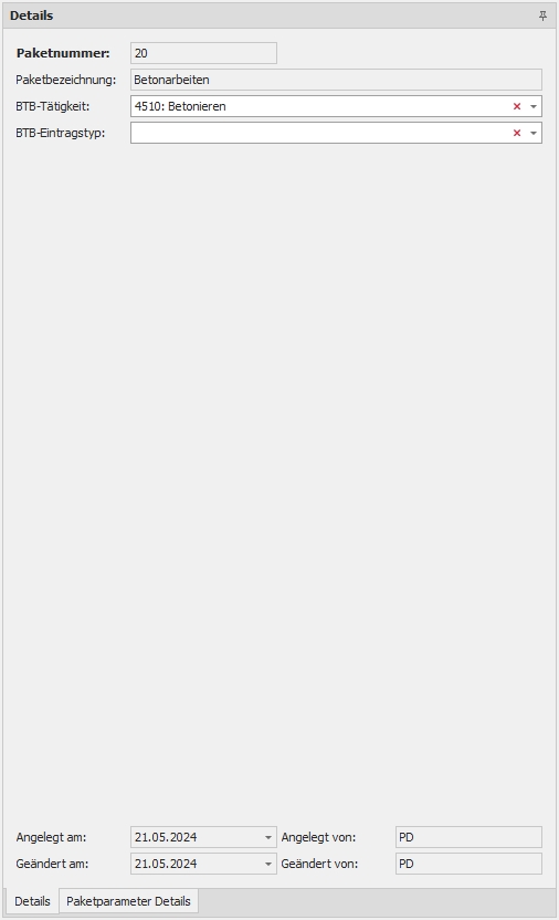 Detail "Zuordnungen PP-BTB"