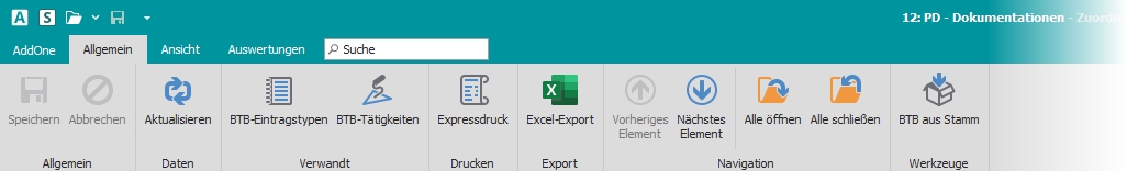 Multifunktionsleiste "Allgemein"